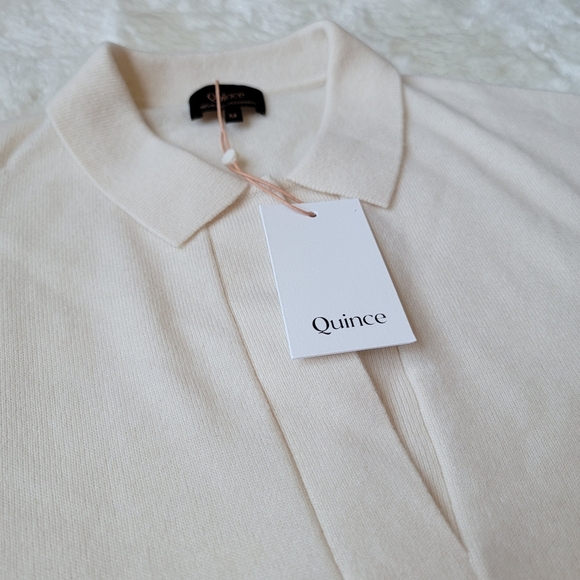 NWT 100% Mongolian Cashmere Polo Sweater in Ivory, M - Picture 3 of 10
